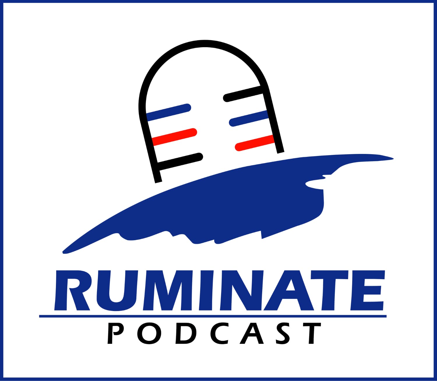 The France 98 World cup logo but it says Runinate Podcast and the football is a microphone instead