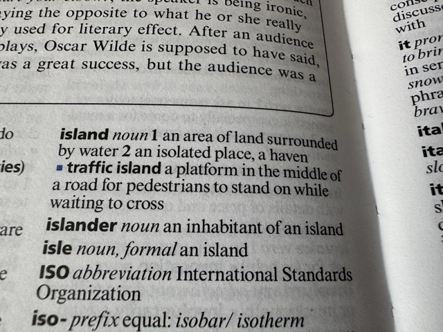 A dictionary definition of island