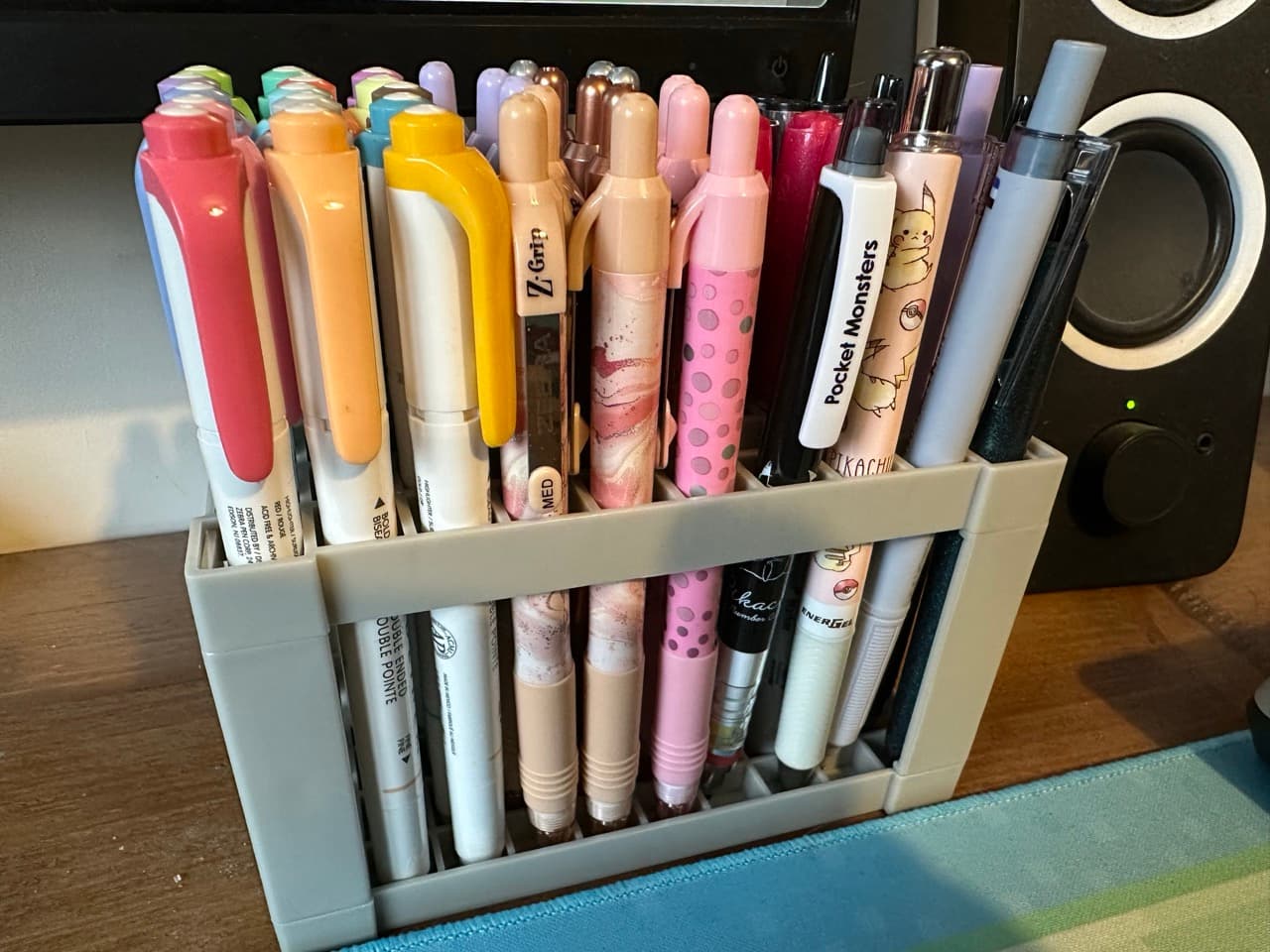 Pens in a holder on my desk