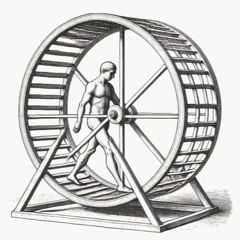 A man walking in a treadmill. It's generated by AI so it looks shit.