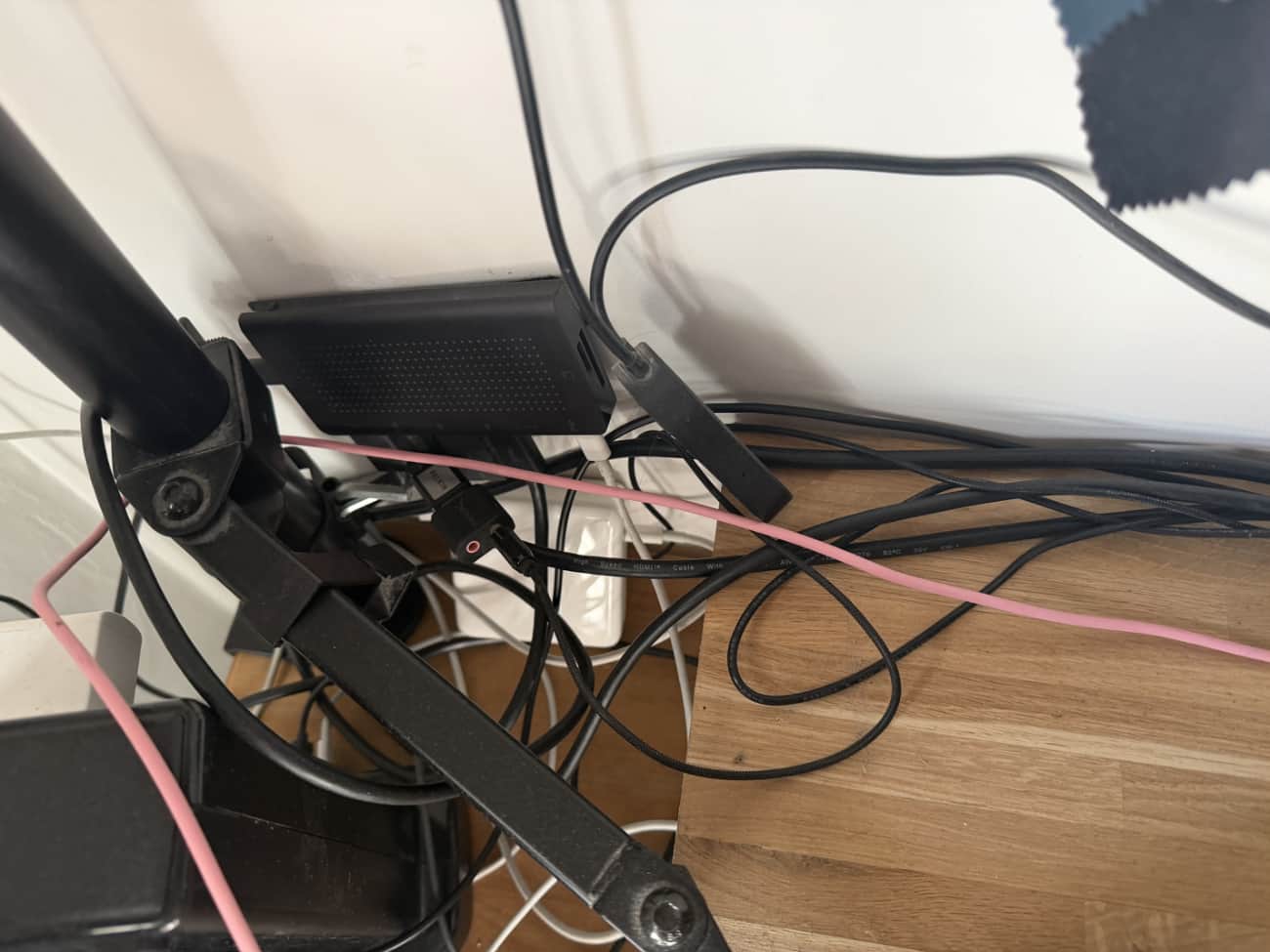 A mess of cables behind my desk