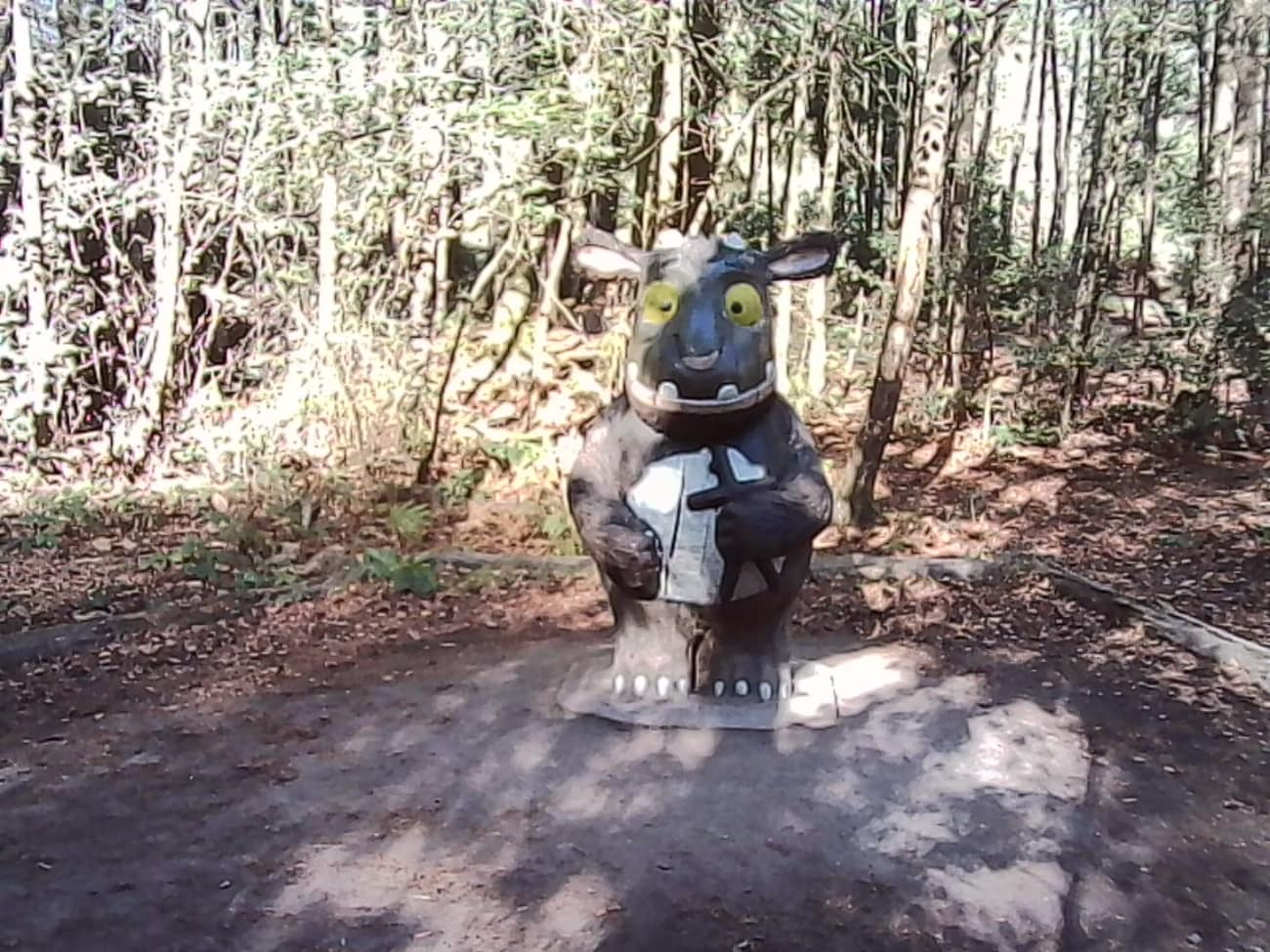 A wooden sculture of the Gruffalo's child