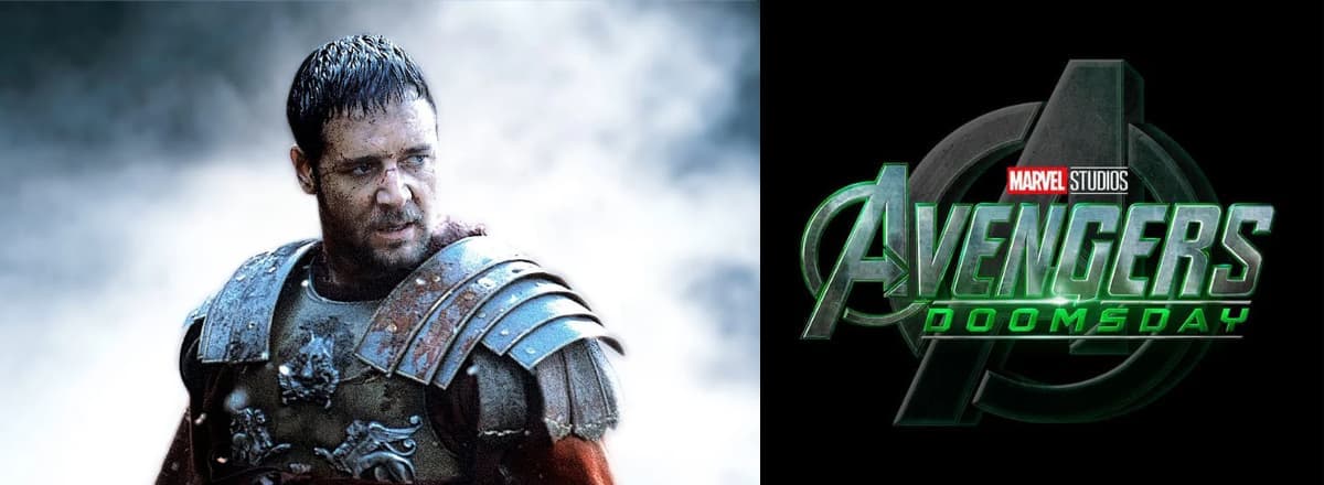 Maximus Decimus Meridius on one side, the Avengers Doomsday logo on the other