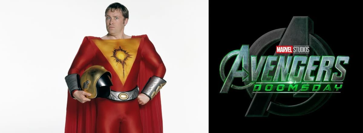 George Sunday on one side, the Avengers Doomsday logo on the other