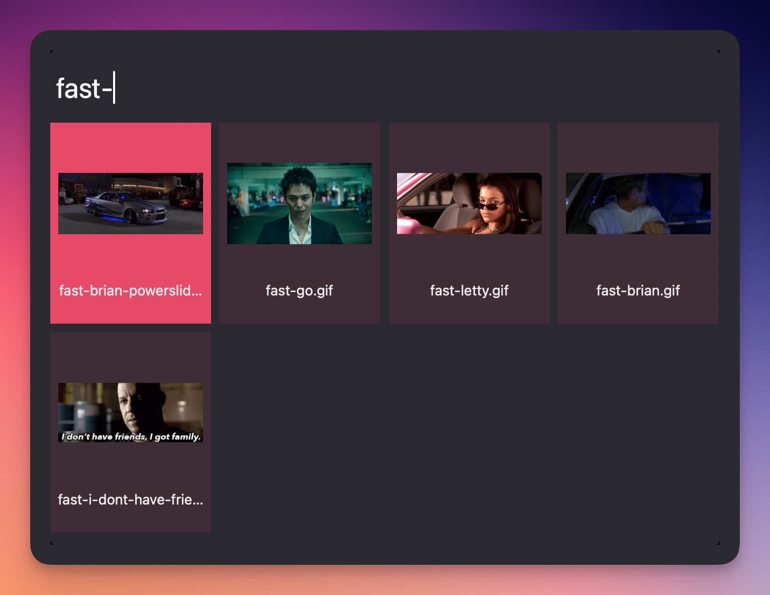 Gif search with grid view