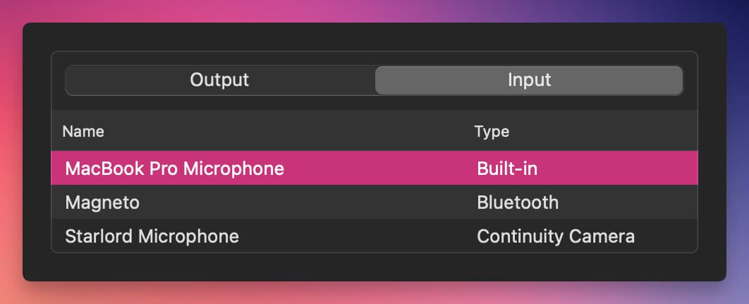 Input settings showing the Mac is selected for the input source and not Magneto