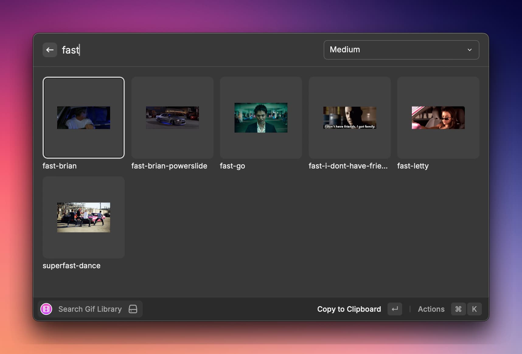 Raycast Gif Library Search