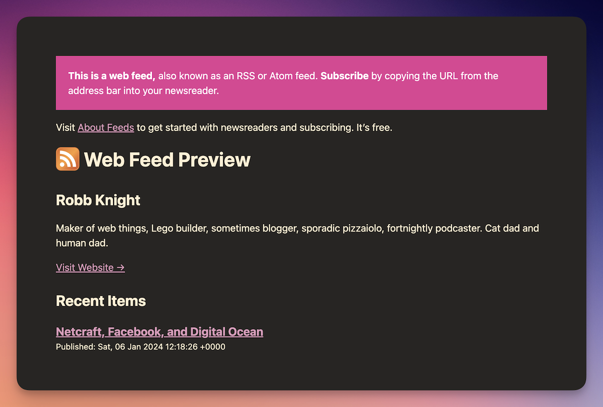 My RSS feed preview